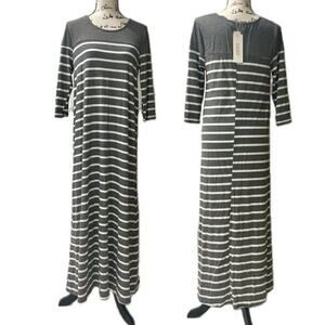 Exist Maxi Dress 3/4 Sleeve Stripe Ribbed Size‎ Medium versatile chic BEACHY